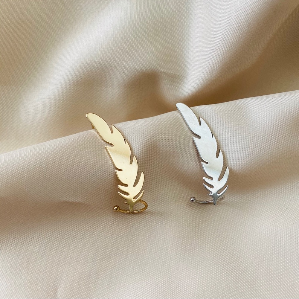Feather Ear Cuff Metal Boho Chic Single